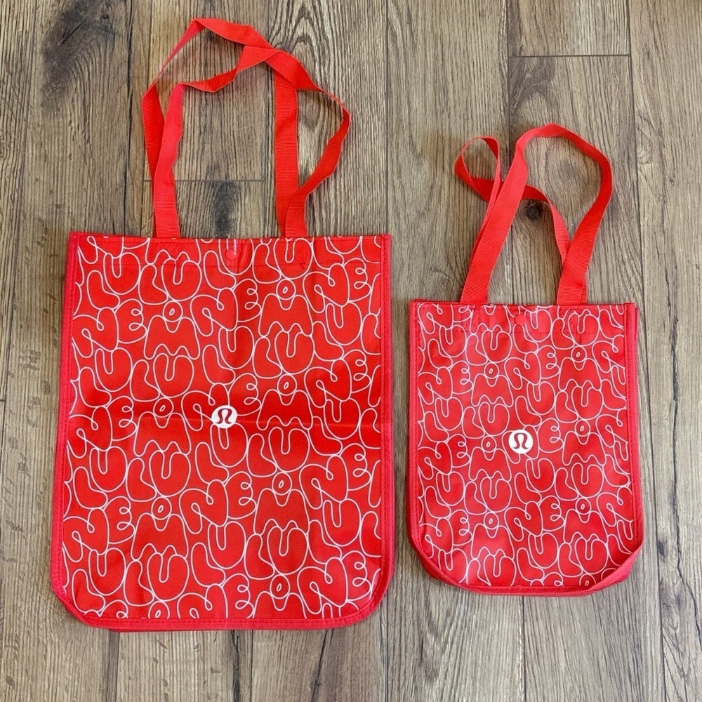 Lululemon Reusable Tote Bags In Bubble Red 1 Large, 1 Small